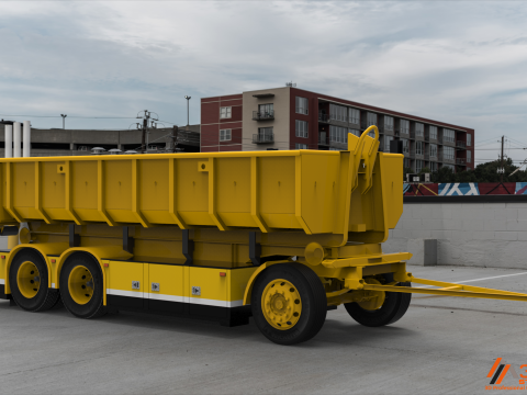3D Scania S730 Tandem HKL Container With Trailer Model 3D