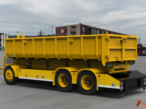 3D Scania S730 Tandem HKL Container With Trailer Model 3D