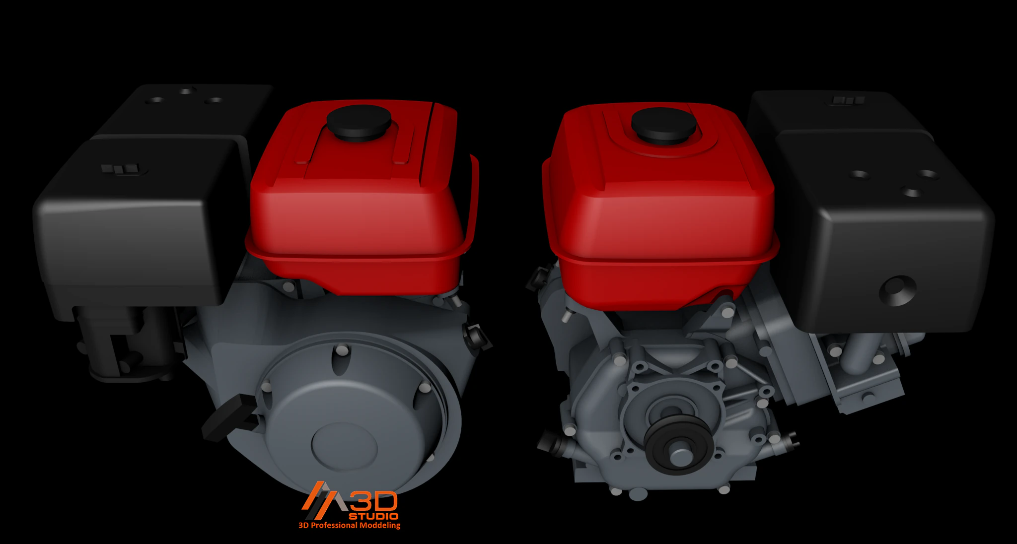 3D Petrol Engine 1 Cylinder 3D Model .c4d .max .obj .3ds .fbx .stl .blend