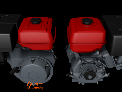 3D Petrol Engine 1 Cylinder Model 3D