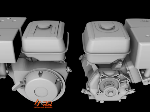 3D Petrol Engine 1 Cylinder 3D Model