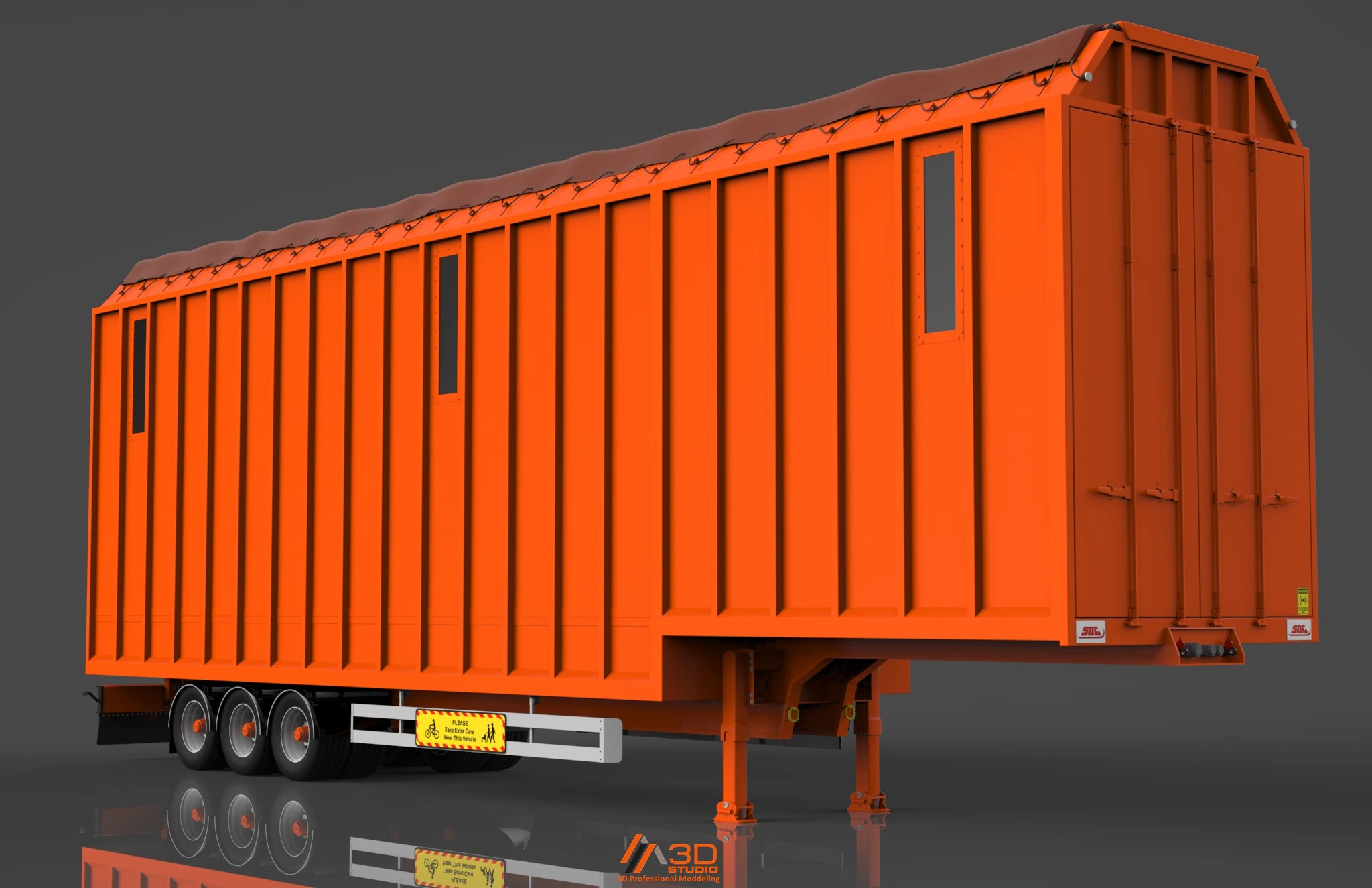 3D SDC Box Van Trailer 3D Model .c4d .max .obj .3ds .fbx .stl .blend 