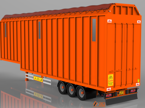 3D SDC Box Van Trailer Modelo 3D