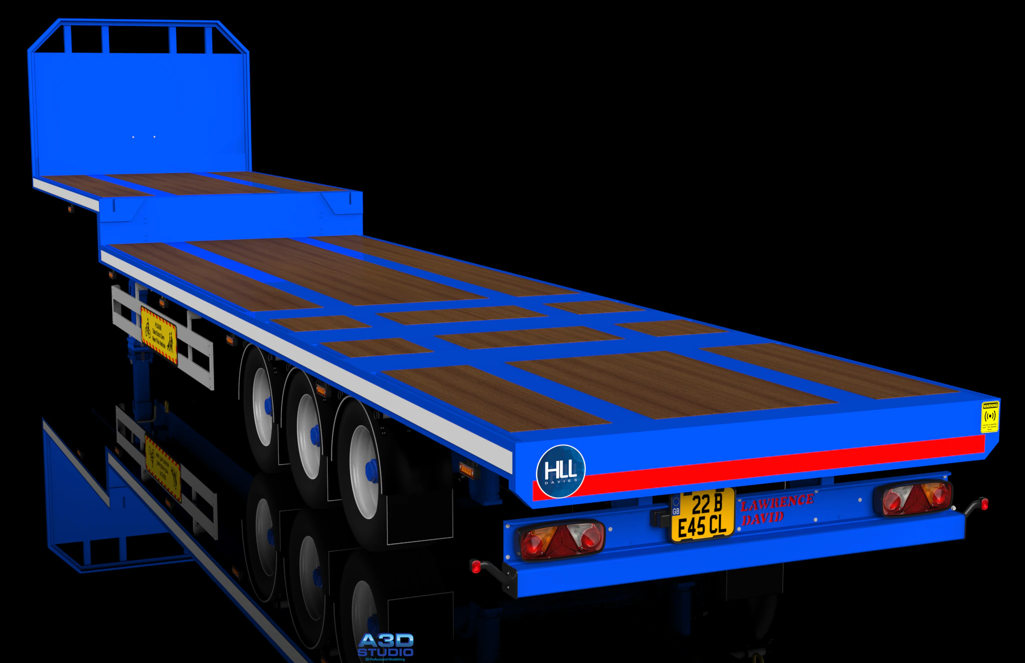 3D Lawrence David Flatbed Semi-Trailer Model 3D Model .c4d .max .obj .3ds .fbx .stl .blend