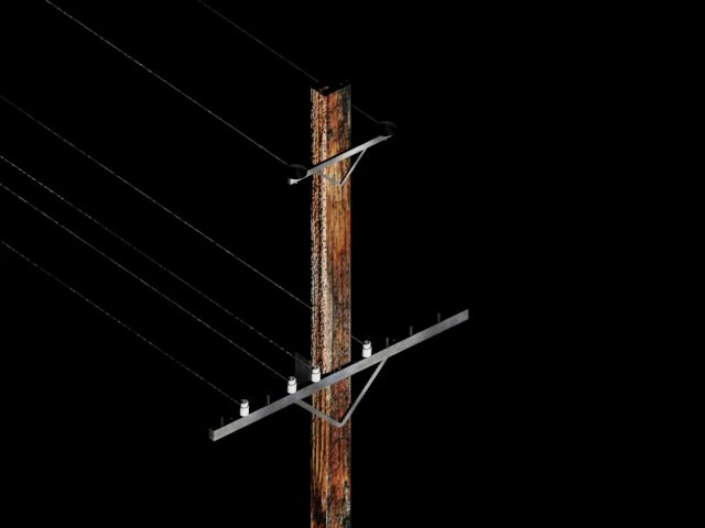 low poly electric pole for gamemaking 3D Model .c4d .max .obj .3ds .fbx .stl .blend 