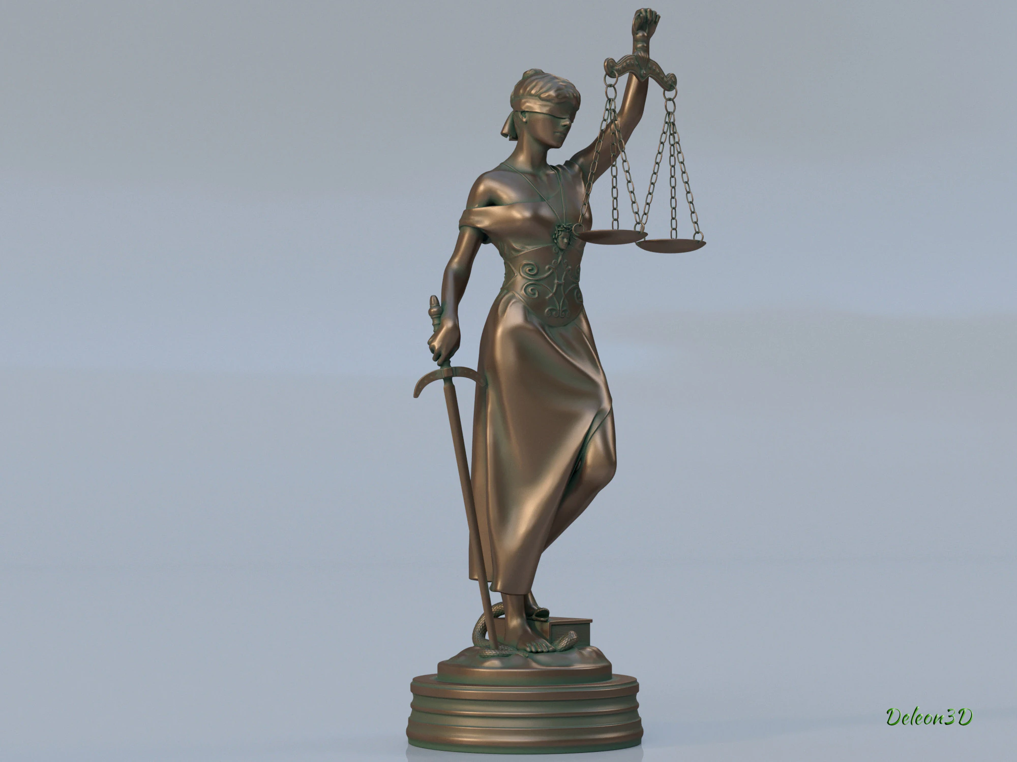 Statue justice themis 3D Model .c4d .max .obj .3ds .fbx .stl .blend 