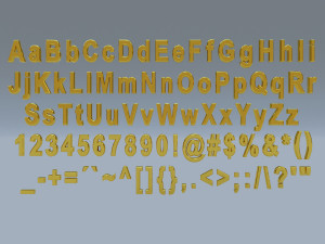 alphanumerics characters in arial format Modelo 3D