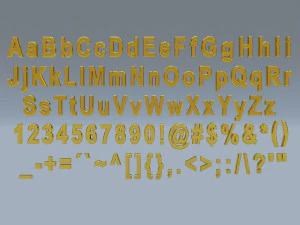 alphanumerics characters in arial format 3D Model