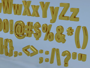alphanumerics characters in arial format Modelo 3D