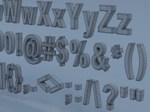 alphanumerics characters in arial format Modelo 3D