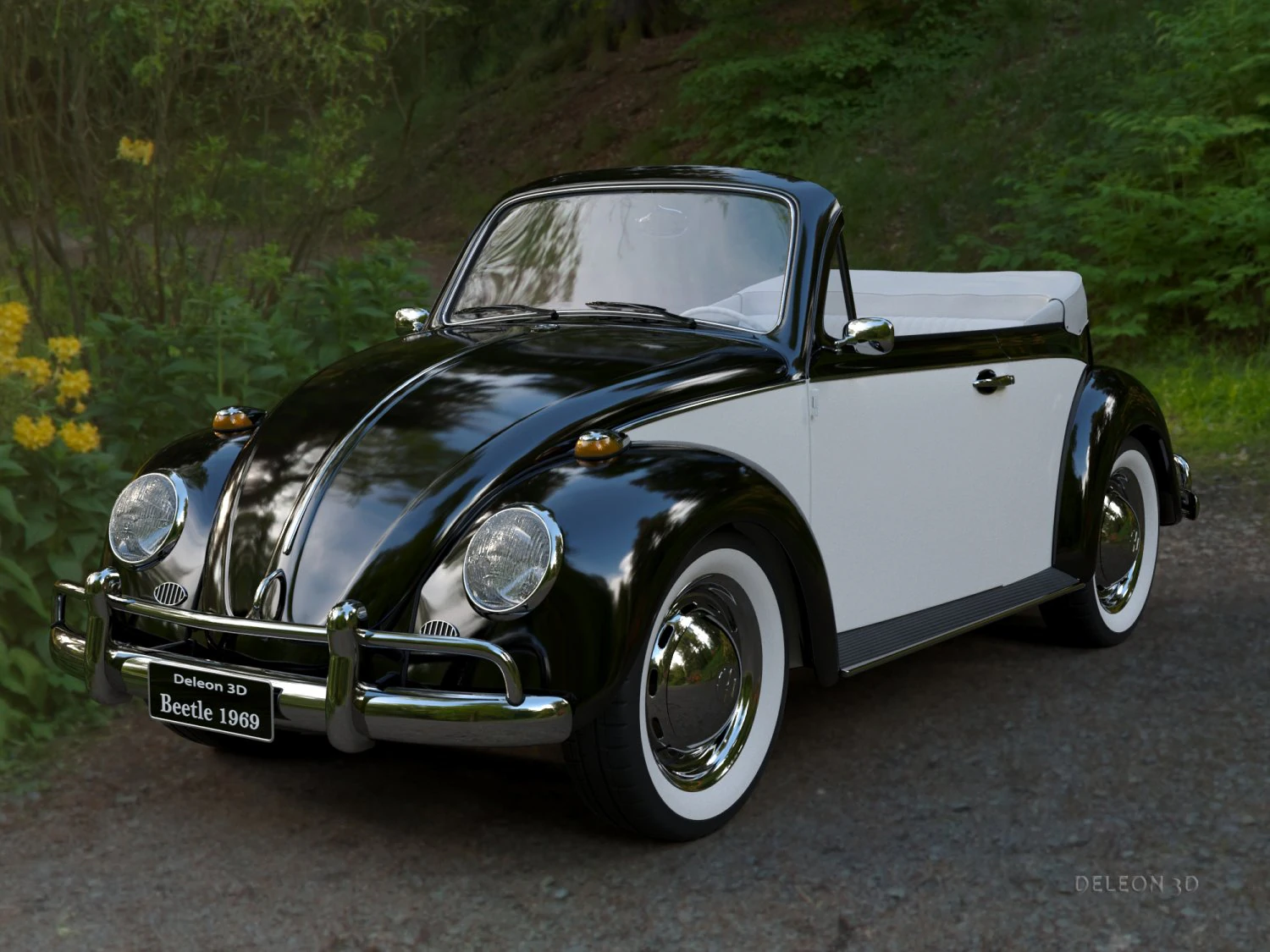 volkswagen beetle convertible 3D Model .c4d .max .obj .3ds .fbx .stl .blend 