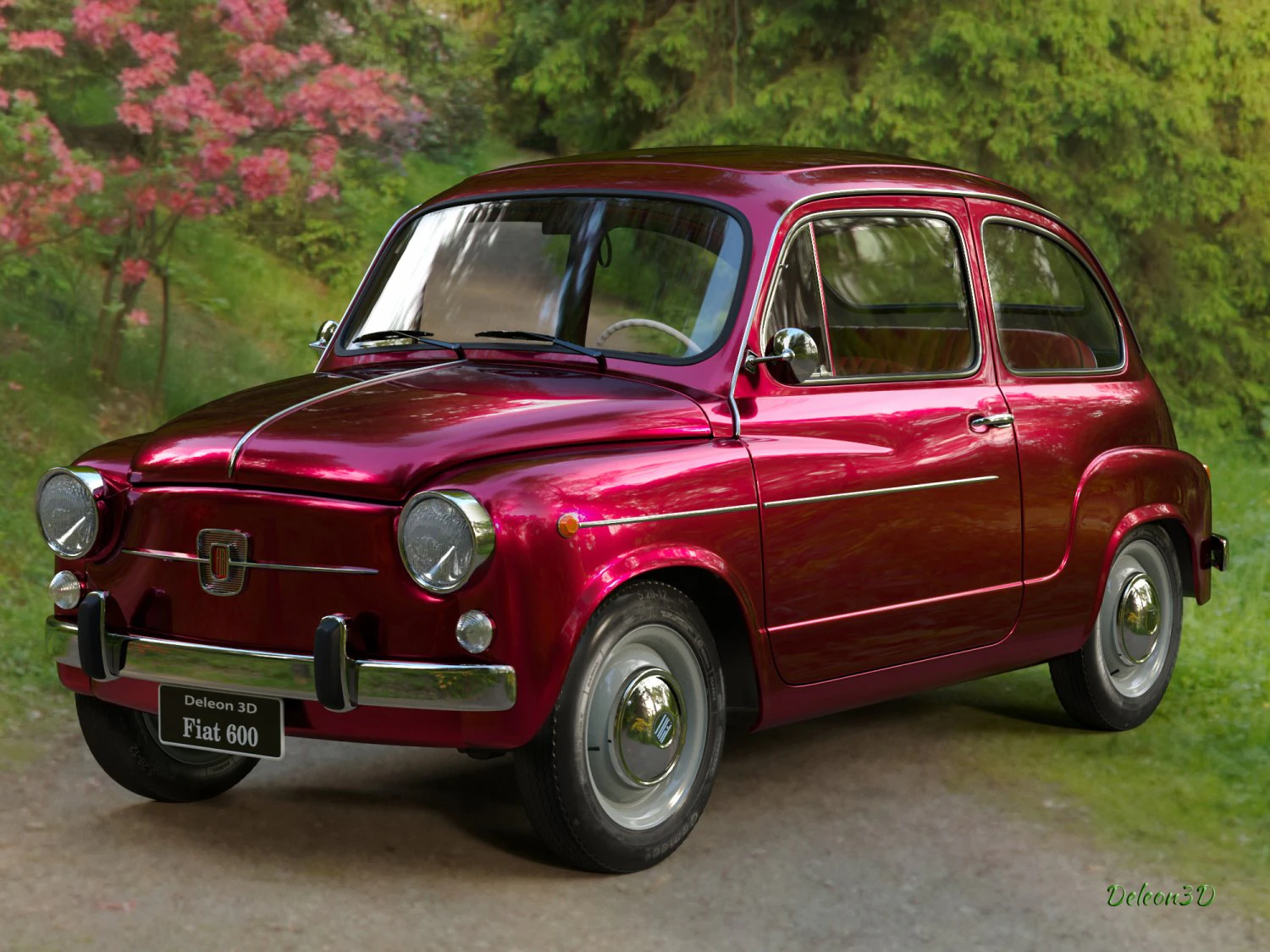 fiat 600 3D Model .c4d .max .obj .3ds .fbx .stl .blend 