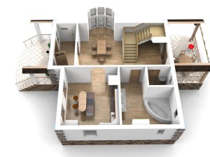 modern house with interior garage terrain 3D मॉडल