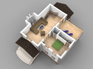 modern house with interior garage terrain 3D मॉडल