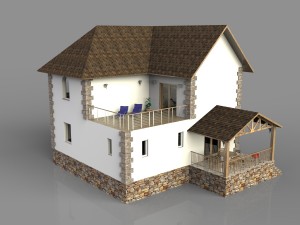 modern house with interior garage terrain 3D मॉडल