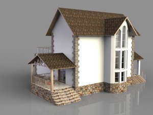 modern house with interior garage terrain 3D मॉडल