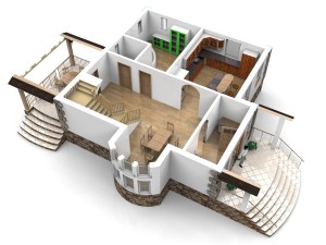 modern house with interior garage terrain 3D मॉडल