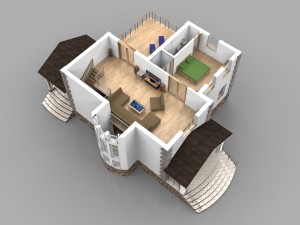 modern house with interior garage terrain 3D मॉडल