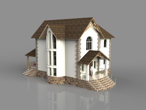 modern house with interior 3D 모델