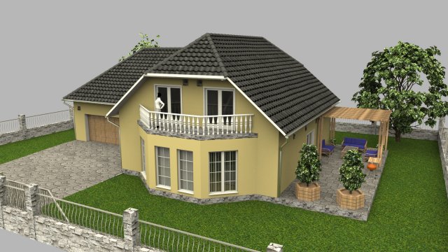 family house with garage 3D मॉडल .c4d .max .obj .3ds .fbx .stl .blend 