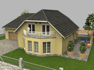 family house with garage 3D Model
