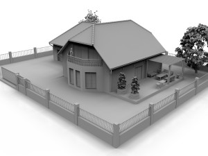 family house with garage 3D मॉडल