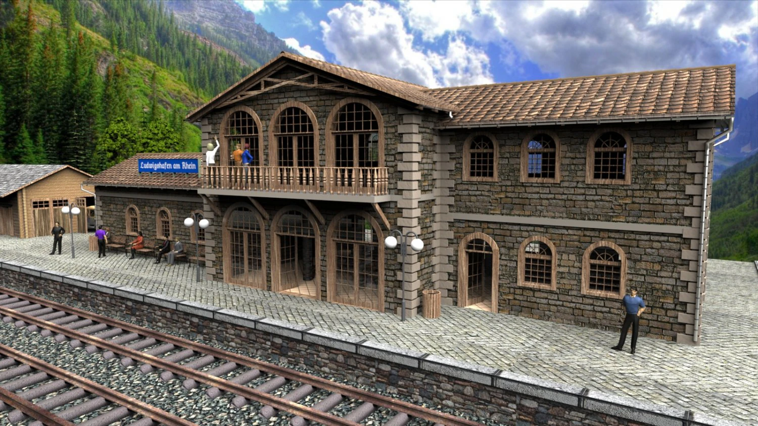 Estação ferroviária Modelo 3D .c4d .max .obj .3ds .fbx .stl .blend