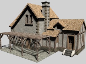 old cottage house Modèle 3D