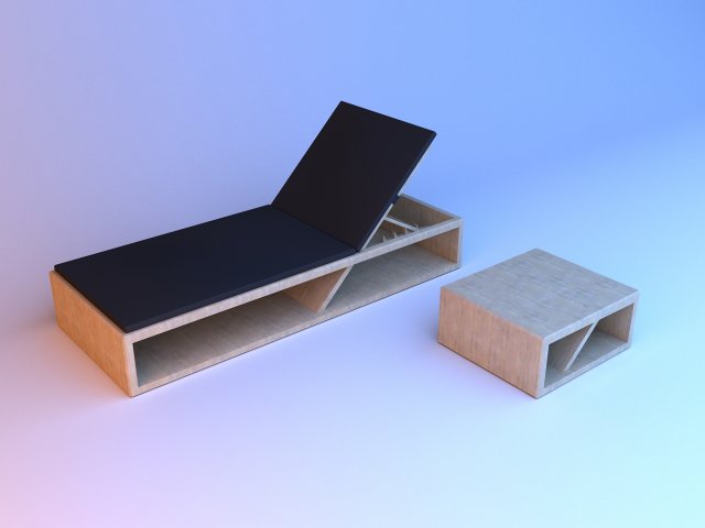 wood beach lounger 3Dモデル .c4d .max .obj .3ds .fbx .stl .blend 