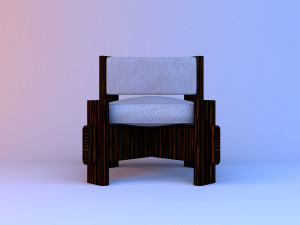 wood leather chair 3D Model