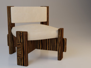wood leather chair Modello 3D
