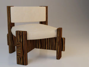 wood leather chair 3D Model