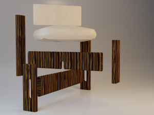 wood leather chair Modello 3D