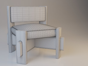 wood leather chair Modello 3D