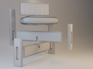 wood leather chair Modello 3D