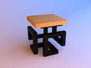 stylish metal-wood chair 3D Model