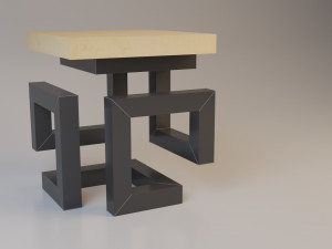 stylish metal-wood chair 3D 모델