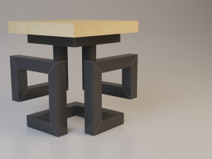 stylish metal-wood chair 3D 모델