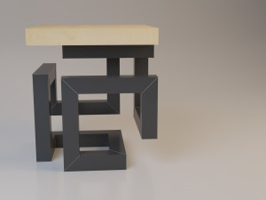 stylish metal-wood chair 3D 모델