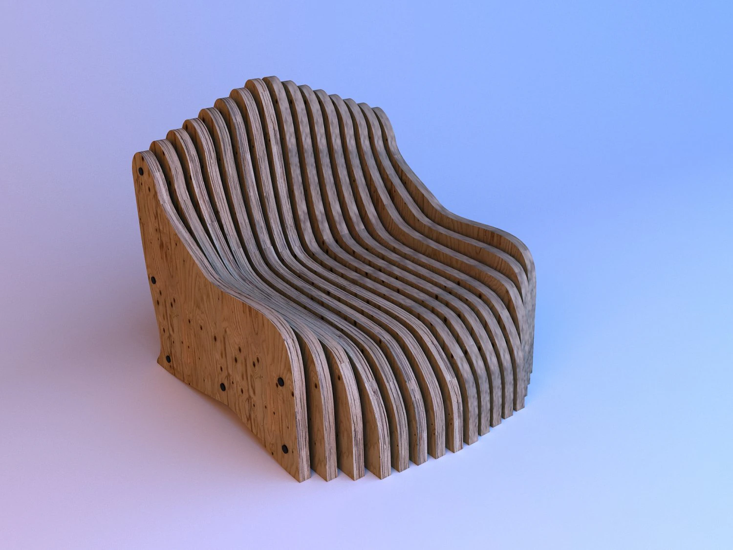 cadeira param&eacute;trica de madeira Modelo 3D .c4d .max .obj .3ds .fbx .stl .blend 