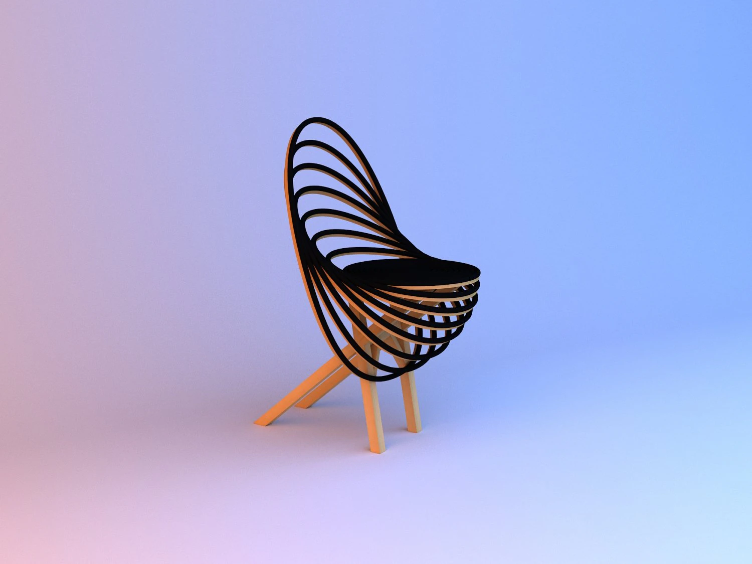 stylish wood chair 3D Model .c4d .max .obj .3ds .fbx .stl .blend