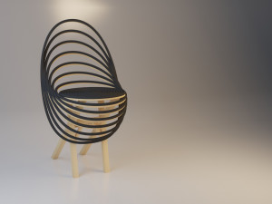 stylish wood chair 3D 모델