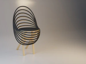 stylish wood chair 3D Model