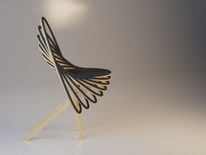 stylish wood chair 3D 모델