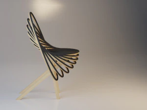 stylish wood chair 3D Model