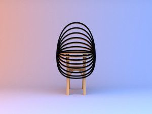 stylish wood chair 3D 모델