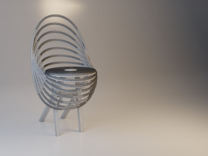 stylish wood chair 3D 모델