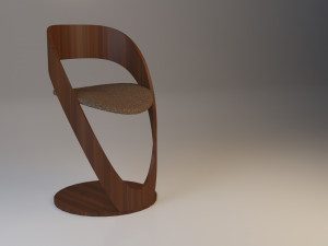 wood chair with leather 3D Model