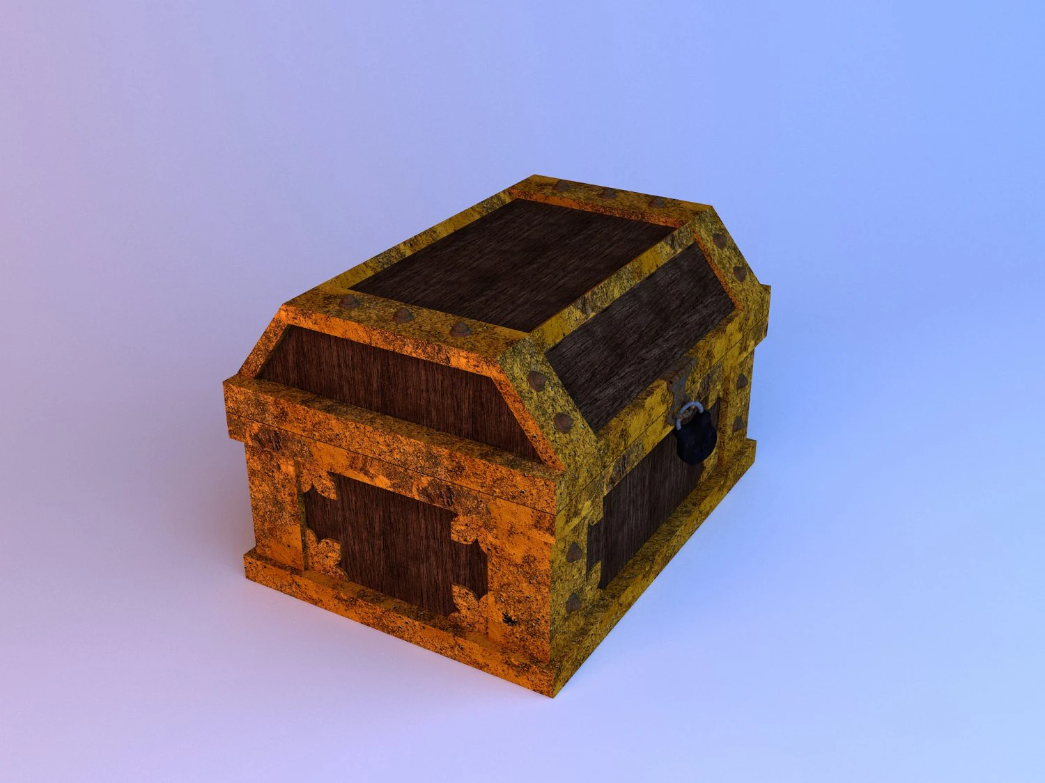 chest treasure wood-metal 3D Model .c4d .max .obj .3ds .fbx .stl .blend 