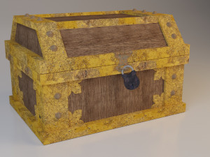 chest treasure wood-metal Modelo 3D